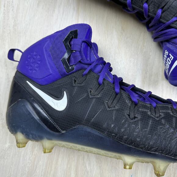 Nike Force Savage Elite 2 Black Purple White High Top Football Cleats Turf US 16 - Picture 2 of 16
